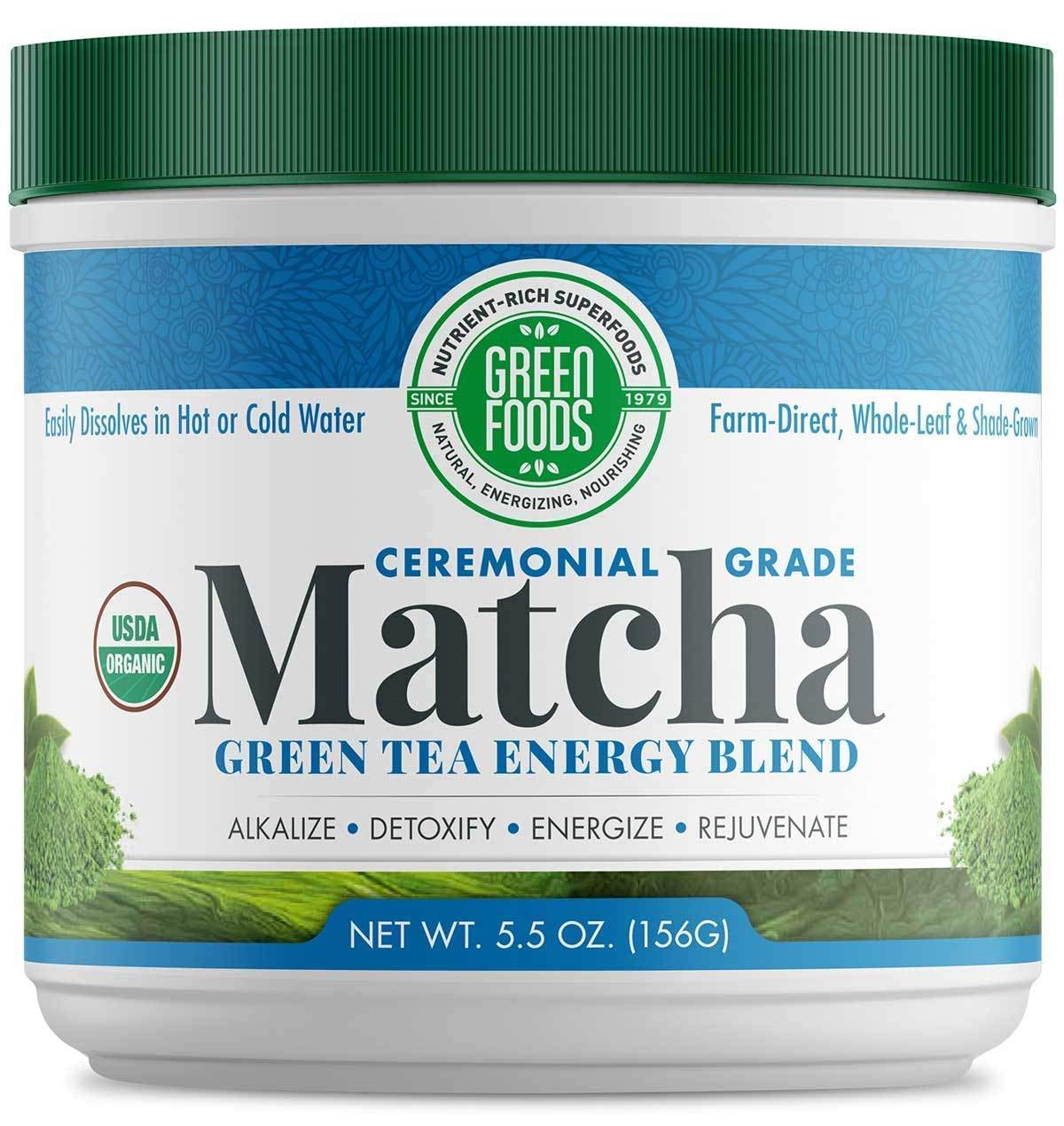 Green Foods Organic Matcha Green Tea Powder - Antioxidants and Energy - 2 pack of 5.5oz, 11 Oz total with 60 Servings + stress ball