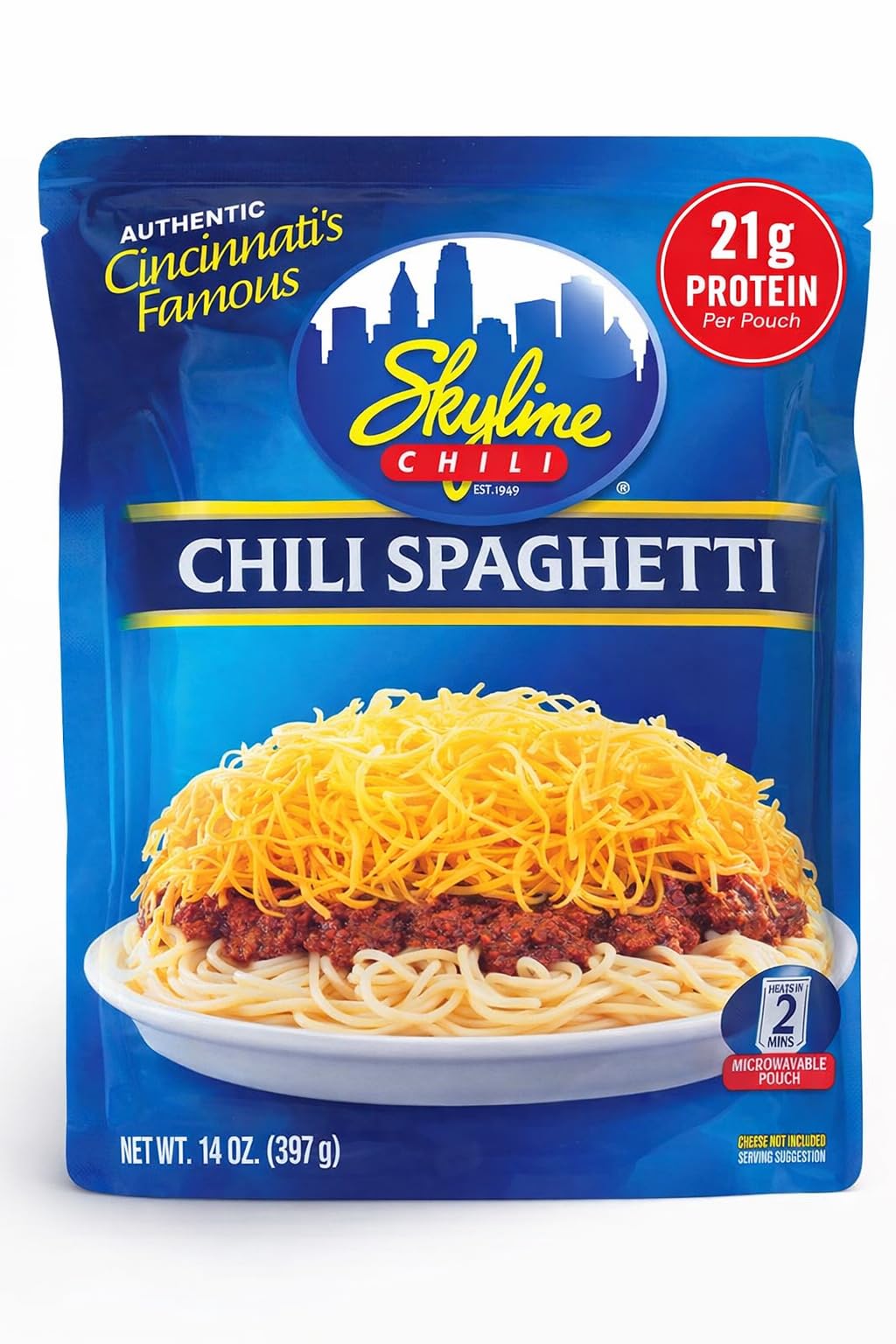 Skyline Chili & Spaghetti - Cincinnati Style - Authentic Recipe in Microwavable Pouches, Ideal for Cheese Coneys & Hot Dogs - Classic Flavor, Easy