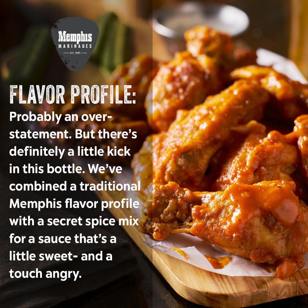 Memphis Marinades Championship Award Winner Spicy Memphis BBQ Sauce, 16oz, Premium BBQ Sauce for Pork, Chicken & Beef, Non-GMO