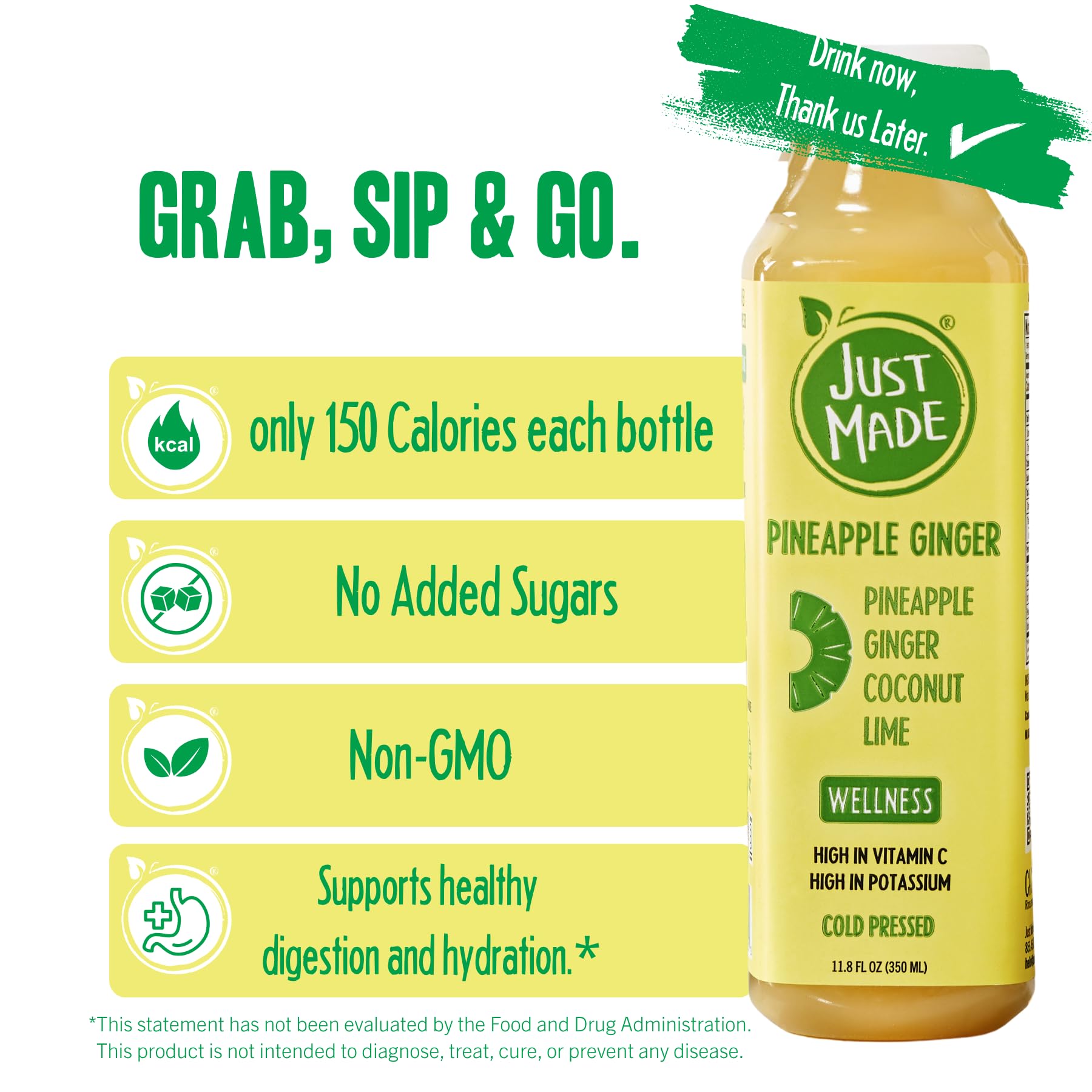 JUST MADE JUICE Pineapple Ginger Juice, 11.8 FZ