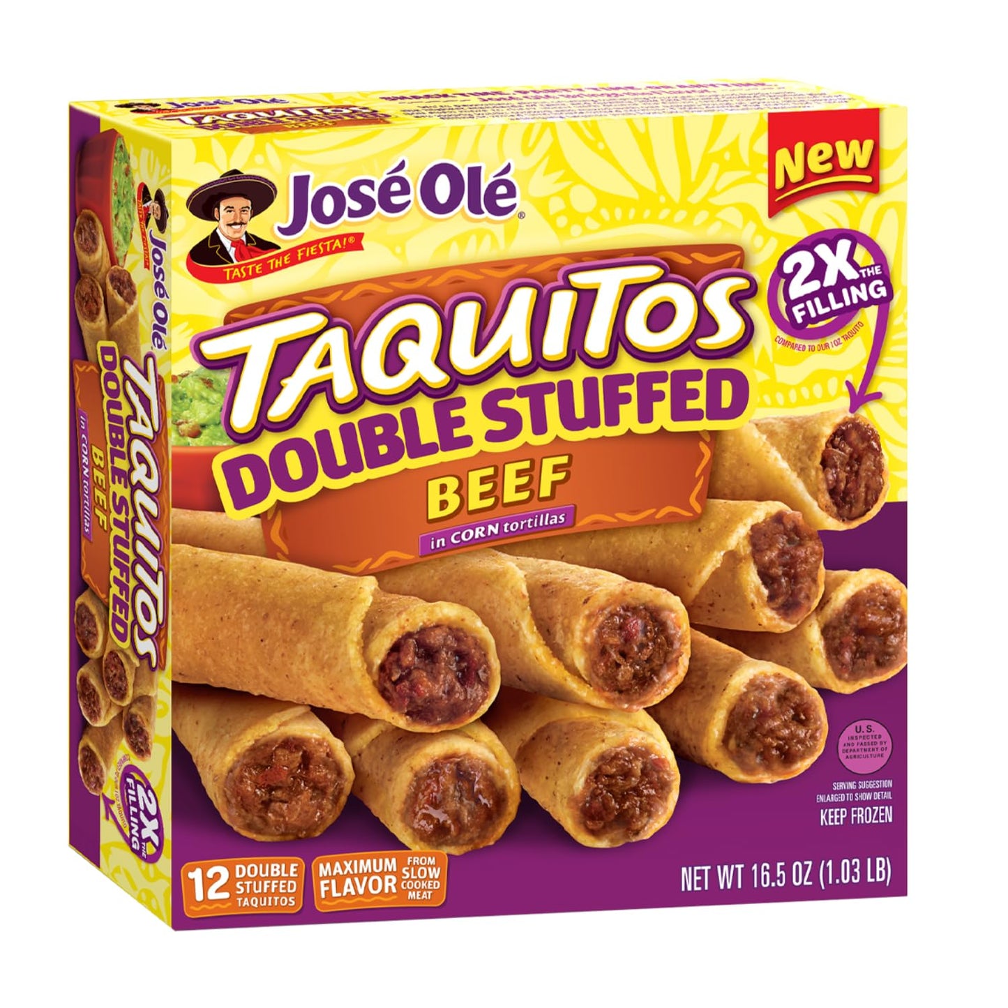 Jose Ole Beef Corn Double Stuffed Taquitos, 16.5 Ounce, Frozen