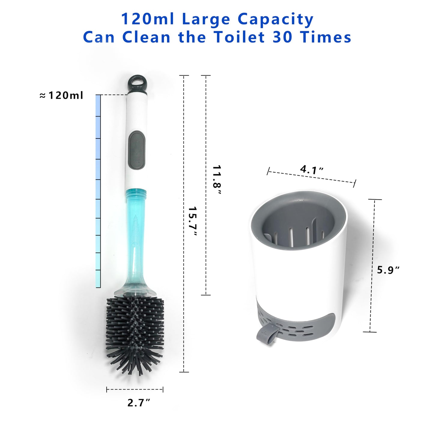 REDANT Toilet Brush and Holder Set, Silicone Toilet Bowl Brush/Cleaner Scrubber, Reusable Bathroom Cleaning Supplies with Cleaners Dispenser