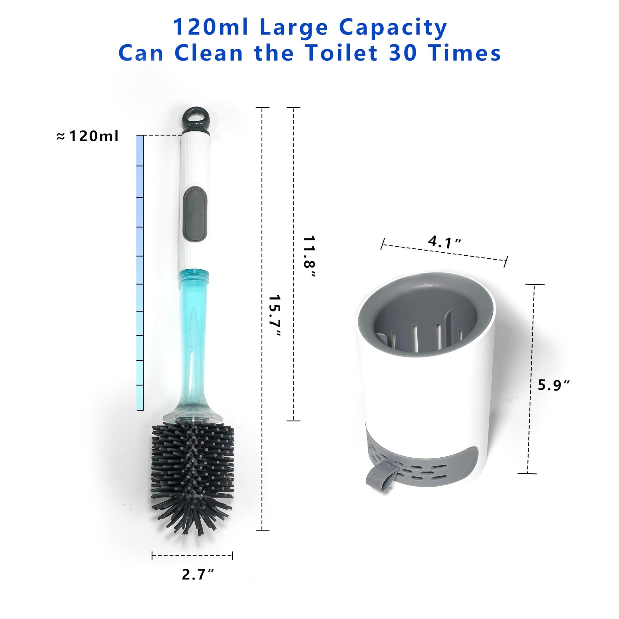 REDANT Toilet Brush and Holder Set, Silicone Toilet Bowl Brush/Cleaner Scrubber, Reusable Bathroom Cleaning Supplies with Cleaners Dispenser