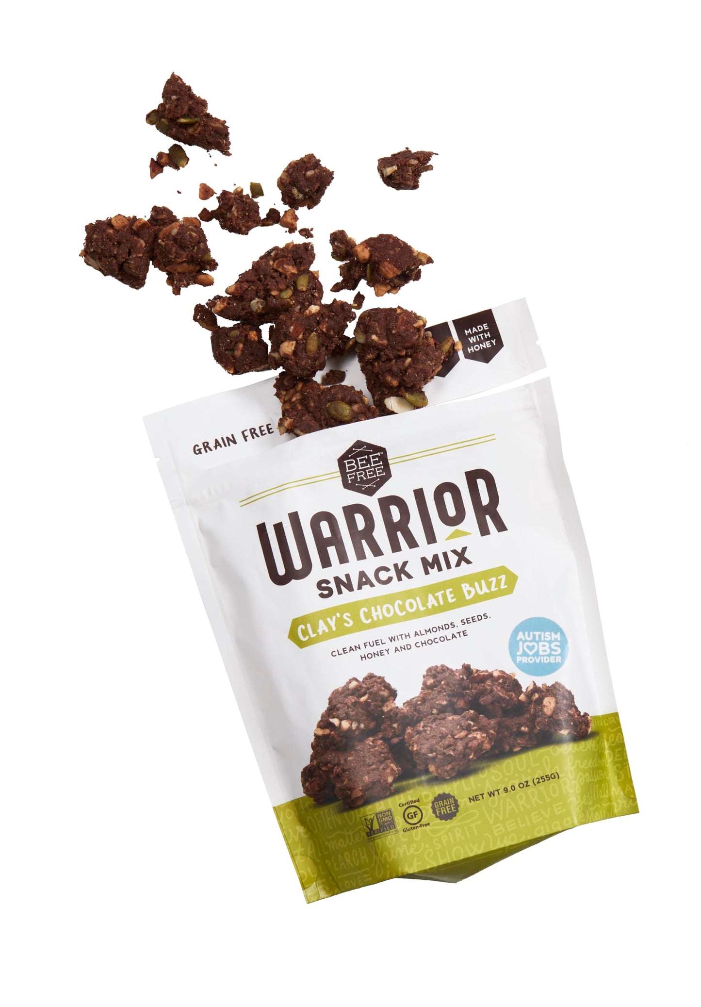 BeeFree Warrior Mix Gluten Free Granola - Chunky Granola Bites | Paleo Granola, Low Carb, Grain Free, Preservative Free, Oat Free | Low Calorie Snacks