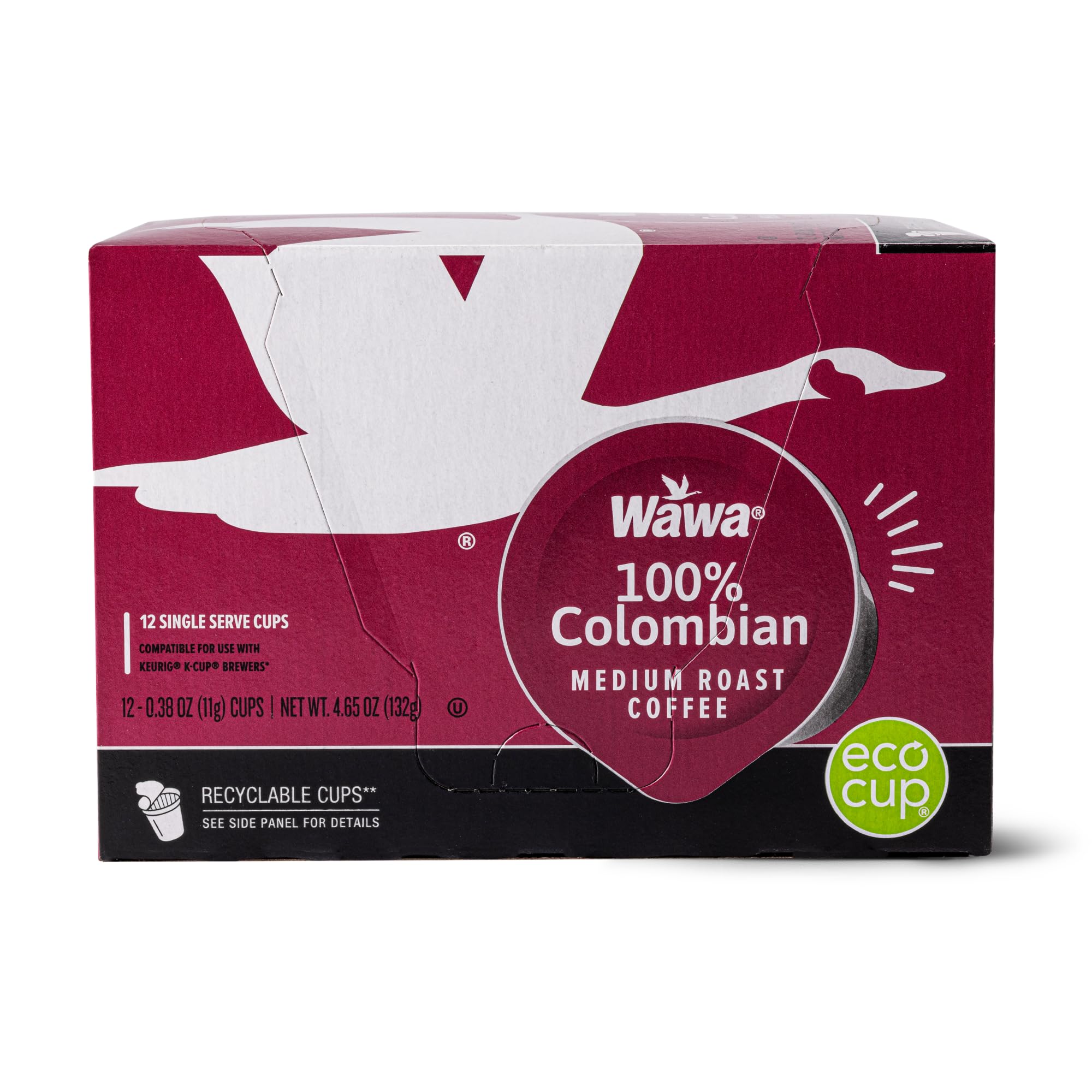 Wawa Colombian Medium Roast Single Cup Coffee Pods, 12 Pods, 1 Box, Medium Bodied Blend, Chocolate & Fruit Notes, Single Serve, 100% More Responsibly