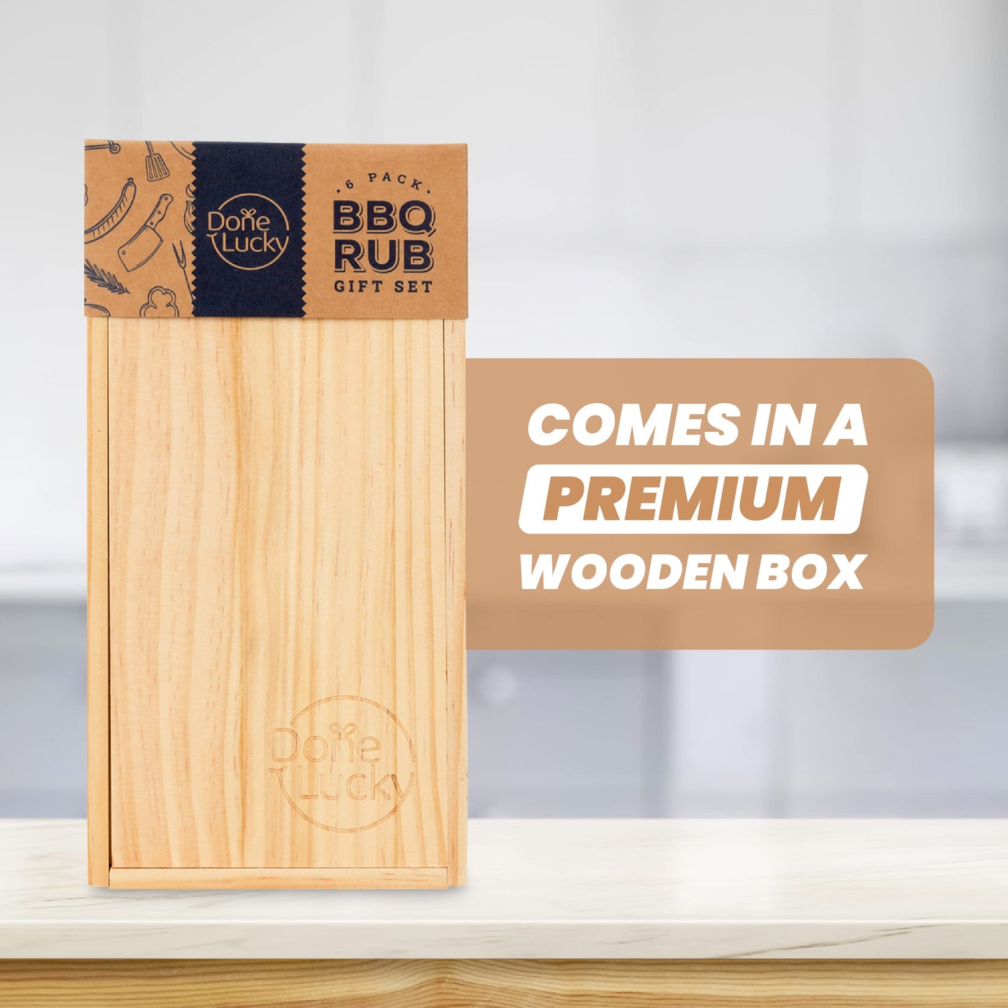 BBQ Rub Gift Set - Spice Gift Set in Premium Wooden Box - Great Grilling Gift for Father's Day, Christmas, Birthday for Him, Dad, Men, or Her - Unique