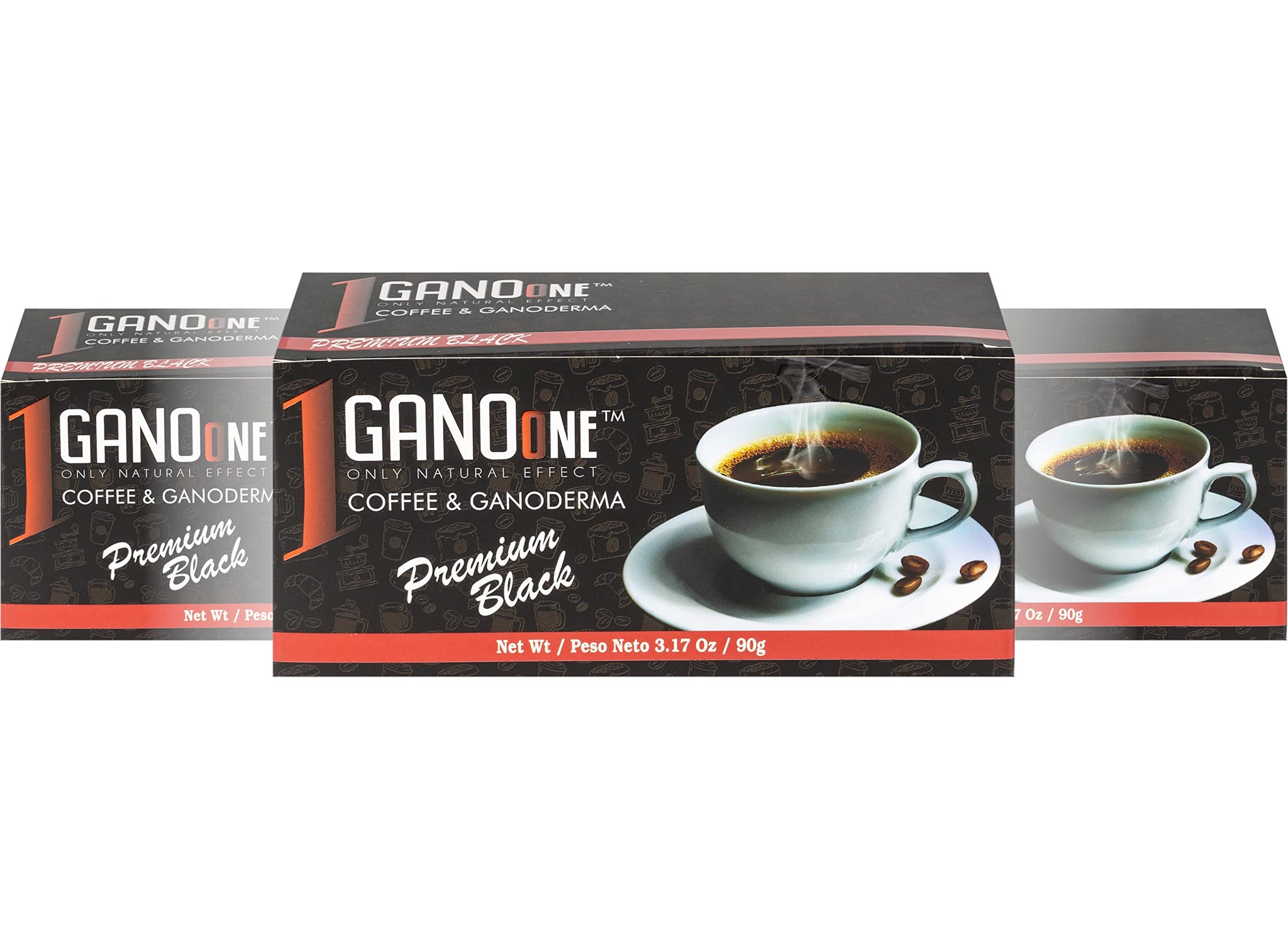 4 Boxes GanoOne Premium Black Classic Coffee - Reishi Mushroom Instant Coffee - with Organic Ganoderma Extract - Easy to Use 30 Single-Serve Sachets