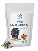 brain boost green tea - BRAIN AND MEMORY TEA HERBAL 14 days, non gmo, gluten free, with ginger, cinnamon, ashwagandha - ginger tea herbal, 1 Bag