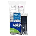 DuraCasa Straws and Dixie To Go Perfectouch Paper Cups and Lids Pack of 40 Count, 12 ounce, Hot Beverage Cups & Lids, Assorted Designs, Disposable
