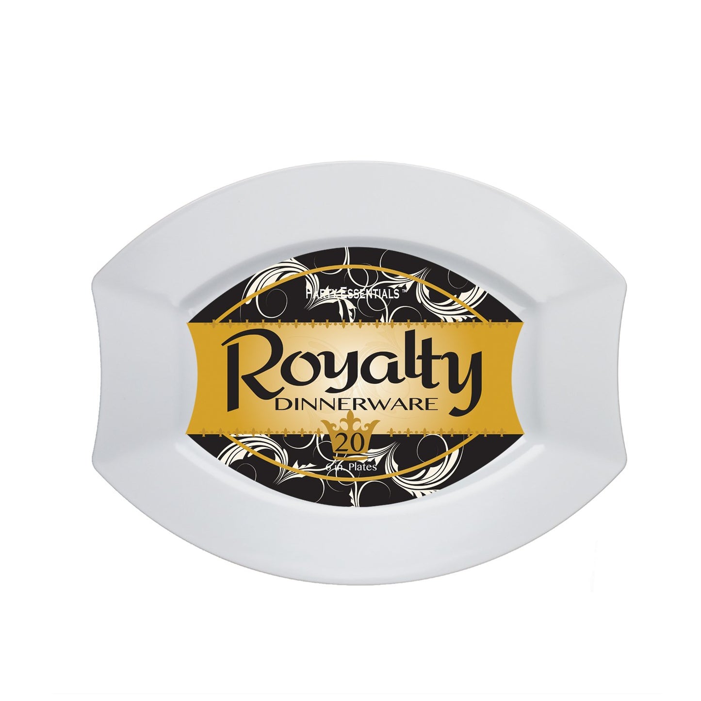 Party Essentials Party Supplies Fancy Plastic Dinnerware For Wedding/Birthday/All Occasions, 6" x 5", Dessert/Appetizer Plates, 20-Count, White Oval