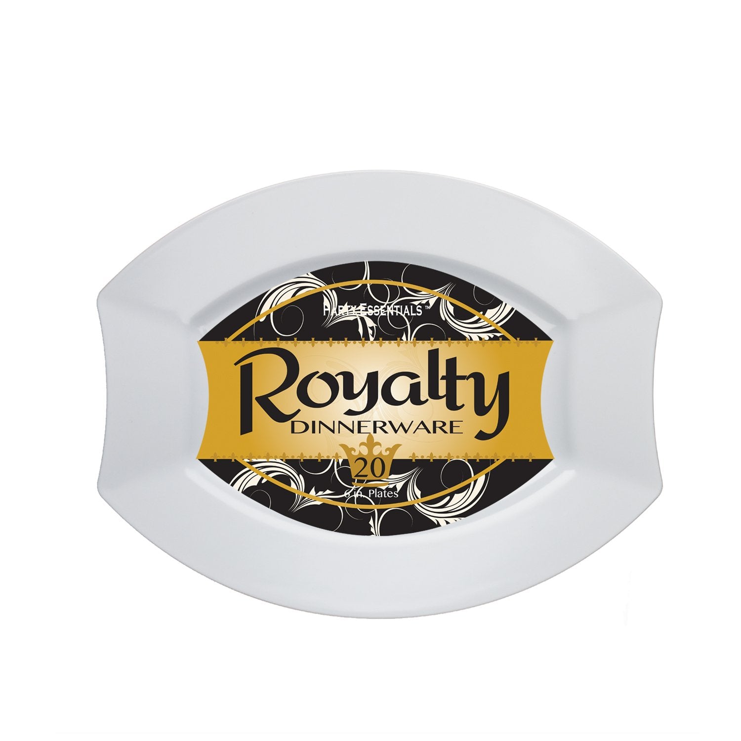 Party Essentials Party Supplies Fancy Plastic Dinnerware For Wedding/Birthday/All Occasions, 6" x 5", Dessert/Appetizer Plates, 20-Count, White Oval