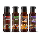 KA-ME Authentic Asian Marinade Sauce Variety Pack - Teriyaki, Sesame, Korean Barbecue, Spicy Orange - Asian BBQ & Grilling Sauce Bundle - Non-GMO