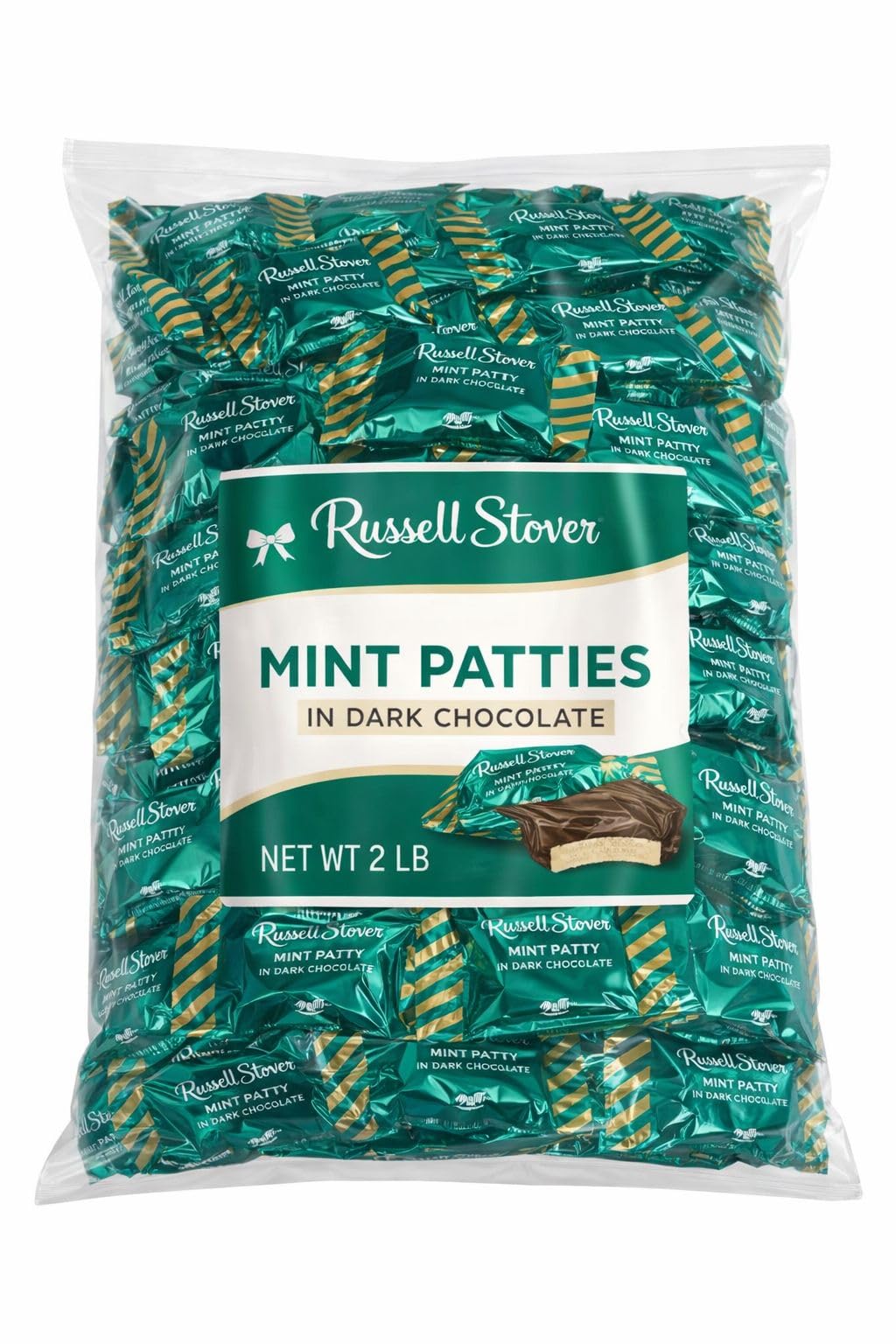 Russell Stover MINT PATTY IN DARK CHOCOLATE INDIVIDUALLY WRAPPED (2 POUNDS, Mint Dark Chocolate)