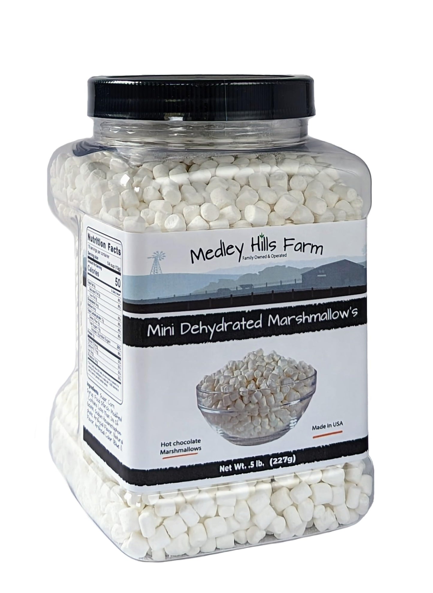 Vanilla mini dehydrated marshmallows in Reusable Container by Medley hills farm - mini marshmallows for hot chocolate - Perfect Dehydrated bits