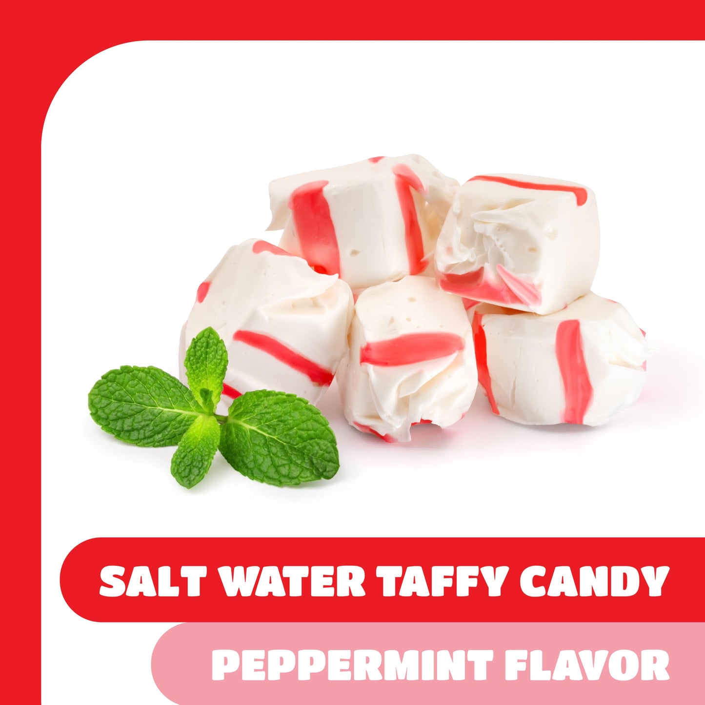 Salt Water Taffy Candy - 1 Pound Bag - Soft Peppermint Candy - Old Fashioned Peppermint Taffy Individually Wrapped - White Creamy Treat for Buffets