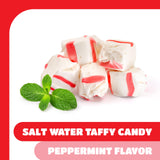 Salt Water Taffy Candy - 1 Pound Bag - Soft Peppermint Candy - Old Fashioned Peppermint Taffy Individually Wrapped - White Creamy Treat for Buffets