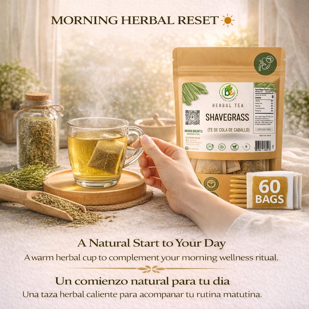 Cola de Caballo Té (Shavegrass/Horsetail Tea) - 60 Tea Bags - 100% Natural, Vegan, Herbal - Gluten-Free, Non-GMO - by Bexpertsusa