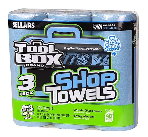 Sellars 54483 Toolbox Shop Towels 3-Pack, 11" Length x 9.4" Width, Blue (1 Packs of 3 Rolls, 55 Sheets per Roll)
