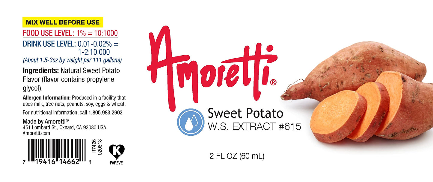 Amoretti - Sweet Potato Extract Water Soluble 2 oz - Highly Concentrated & Perfect For Pastry, Savory, Brewing, and more, Preservative Free, Vegan