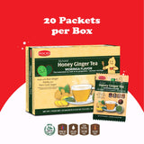 Pocas Honey Ginger Tea, Moringa Flavor, 2-Pack - Instant Tea Powder Packets with Real Ginger, Honey, and Pure Cane Sugar, Caffeine Free, 20 Count Ea
