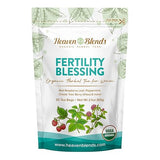 Heaven Blends Fertility Blessing Tea for Women - USDA Organic - Red Raspberry Leaf, Peppermint, Chaste Tree Berry (Vitex), Red Clover, Nettle