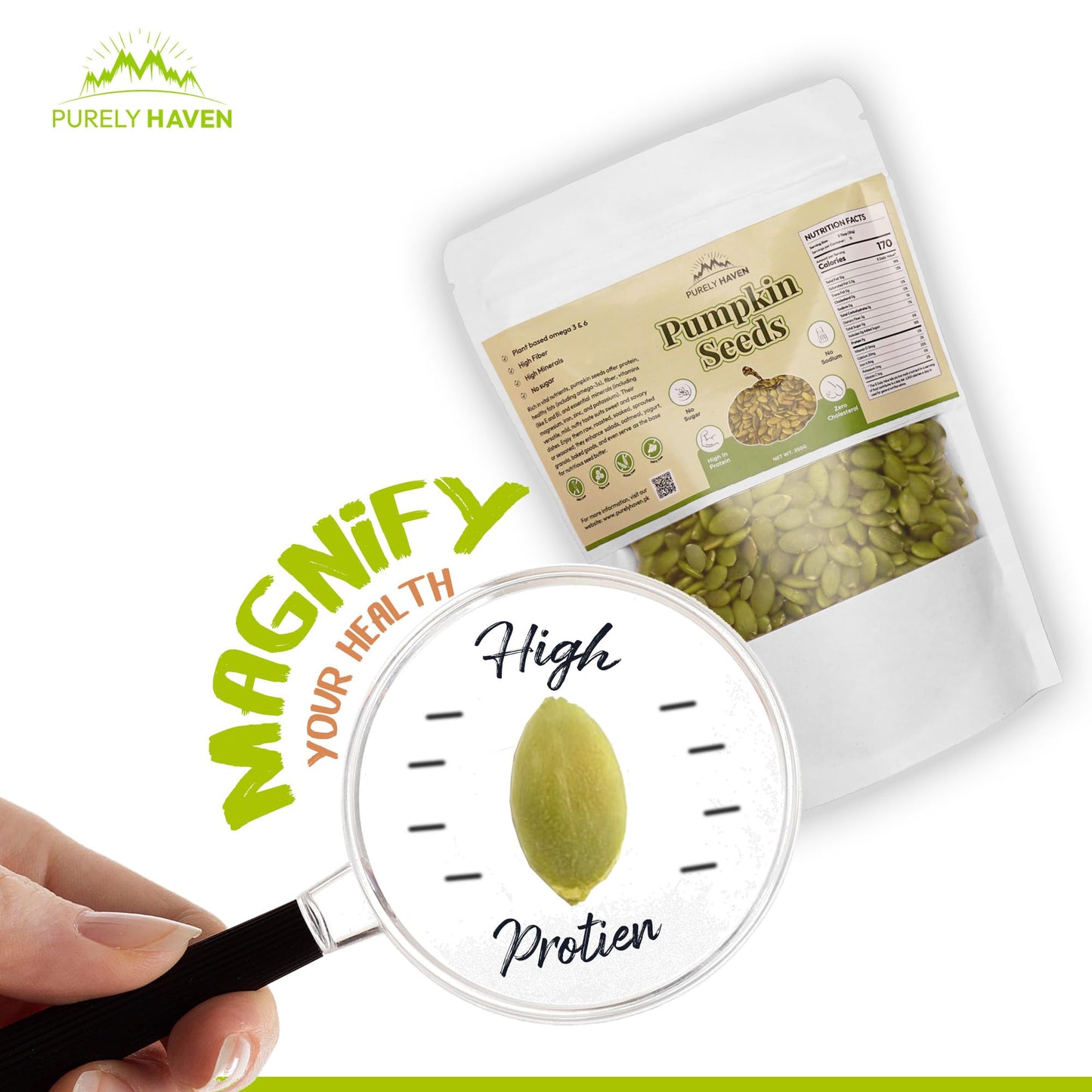 Organic Raw Pumpkin Seeds (Pepitas) - 100% Natural Pumpkin Seeds to Eat, High in Protein, Zinc & Magnesium - Vegan, Keto Friendly Superfood Snack
