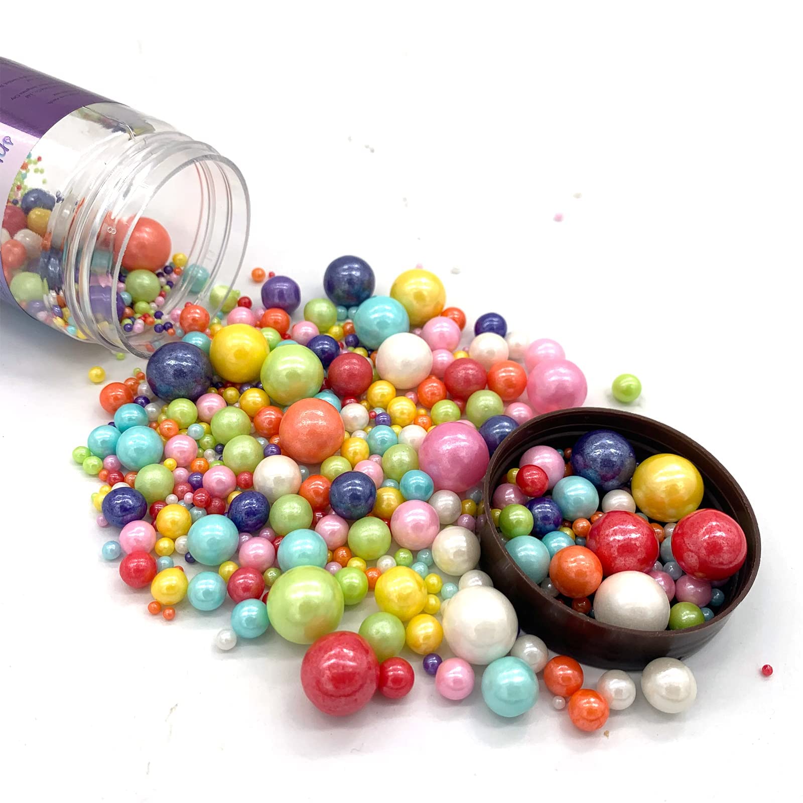 Weraru Edible Mixed Pearl Sugar Sprinkles Candy Mixing Size Baking Edible Cake Decorations Cupcake Toppers Cookie Decorating Celebrations Wedding
