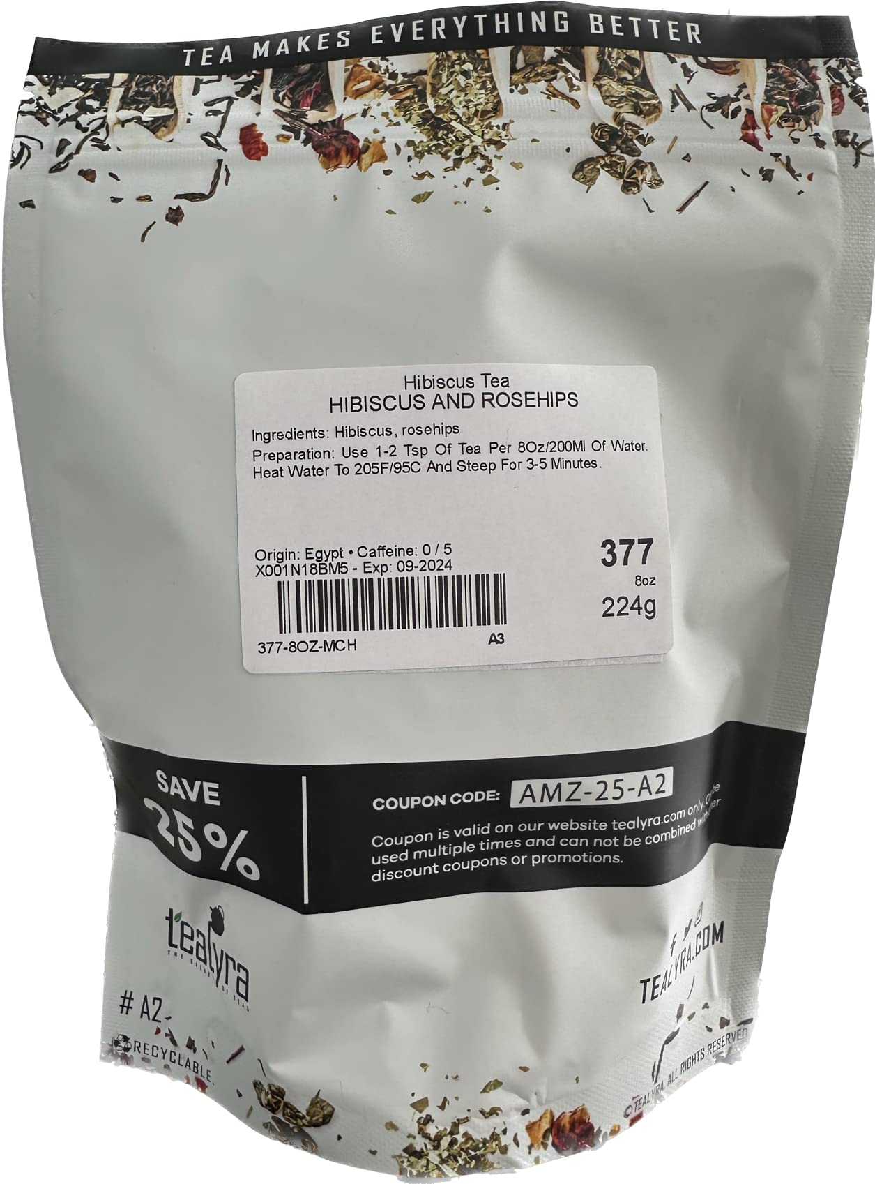 Tealyra - Hibiscus and Rosehips - Herbla Loose Leaf Tea - Health Tonic - Supports Healthy Blood Pressure - Caffeine-Free - Vitamins Rich - All Natural