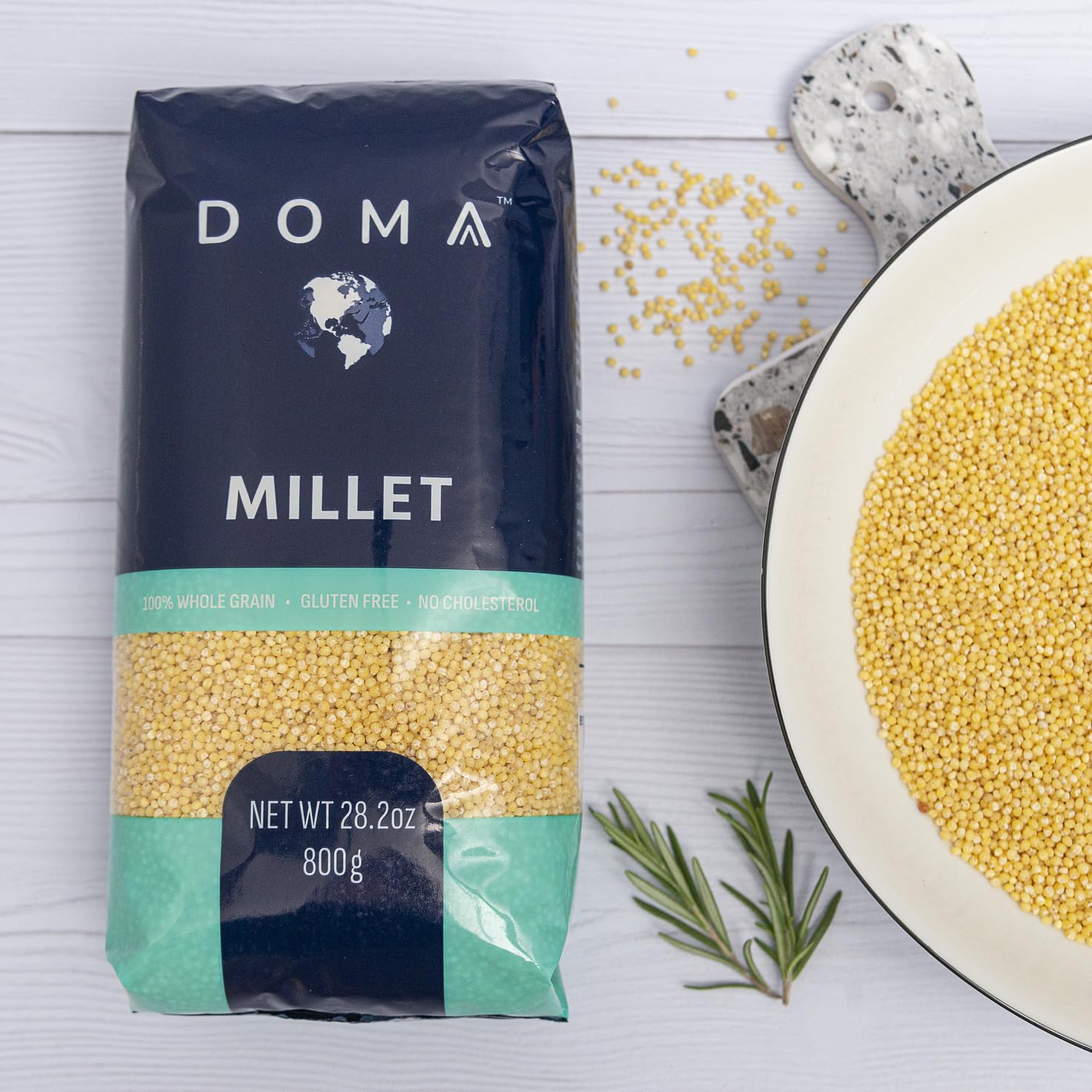 DOMA Millet 14.08lb (8x1.76lb) - Gluten-Free Whole Grain Superfood, Great for Grain Bowl, Hot Cereal, Porridge, Salads, Side Dishes, Puddings, Non-GMO