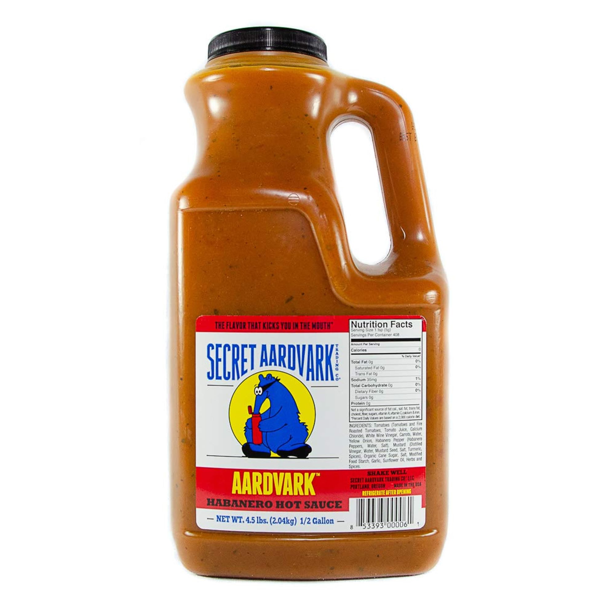 Secret Aardvark Habanero Hot Sauce, Non-GMO, Low Carb, Low Sugar, 64 fl oz