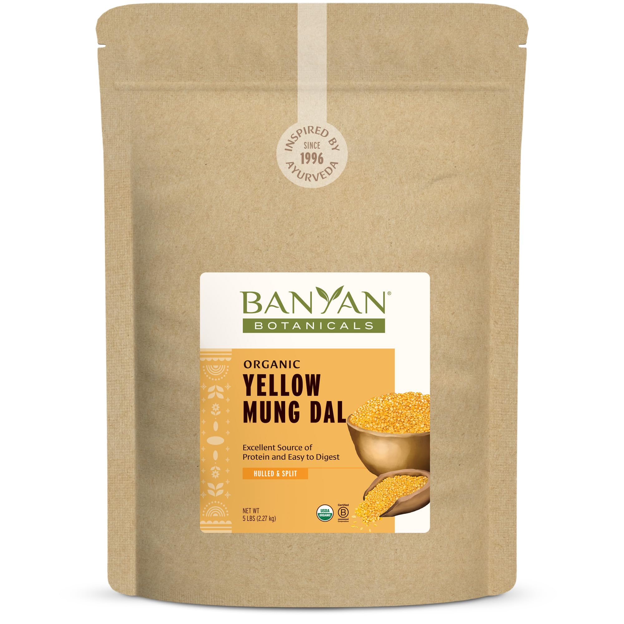 Banyan Botanicals Organic Yellow Mung Dal - Gut-Friendly Plant-Based Protein - Premium Split Mung Beans for Kitchari, Easy Digestion & Metabolic