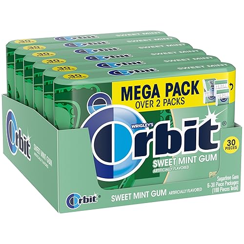 ORBIT Sweet Mint Gum Sugar Free Chewing Gum, 30 Ct Mega Packs (Pack of 6)