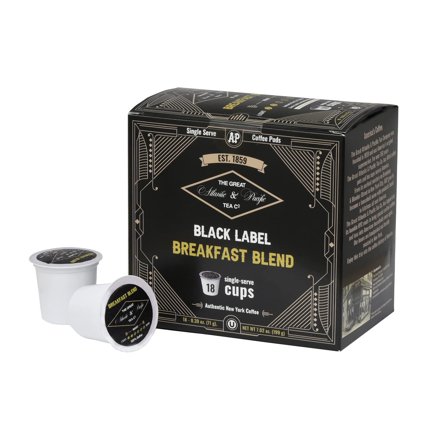 A&P Breakfast Blend Coffee Medium Roast Single Serve 18ct 100% Arabica, Compatible with 1.0 and 2.0 k-cup brewers (Breakfast Blend, 18 Count)