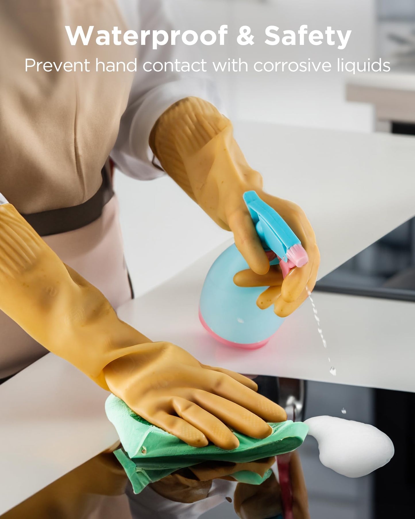 FCTTD Rubber gloves on dishwashing cleaning gloves 3-Pairs,Kitchen dish gloves,Reuseable.(3,Small)