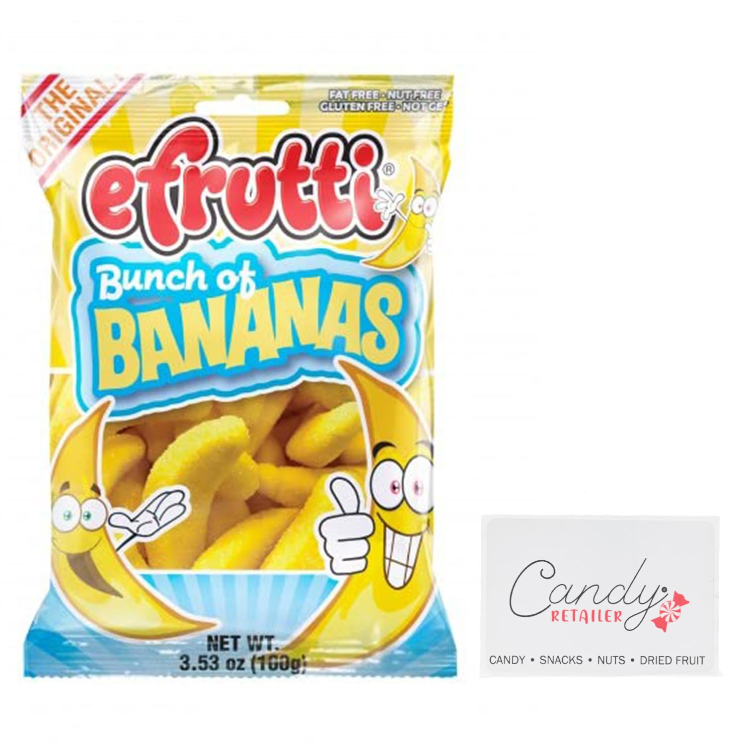 eFrutti Gummi Candy 3.5oz Bags (Bunch of Bananas) | With Candy Retailer Sticker