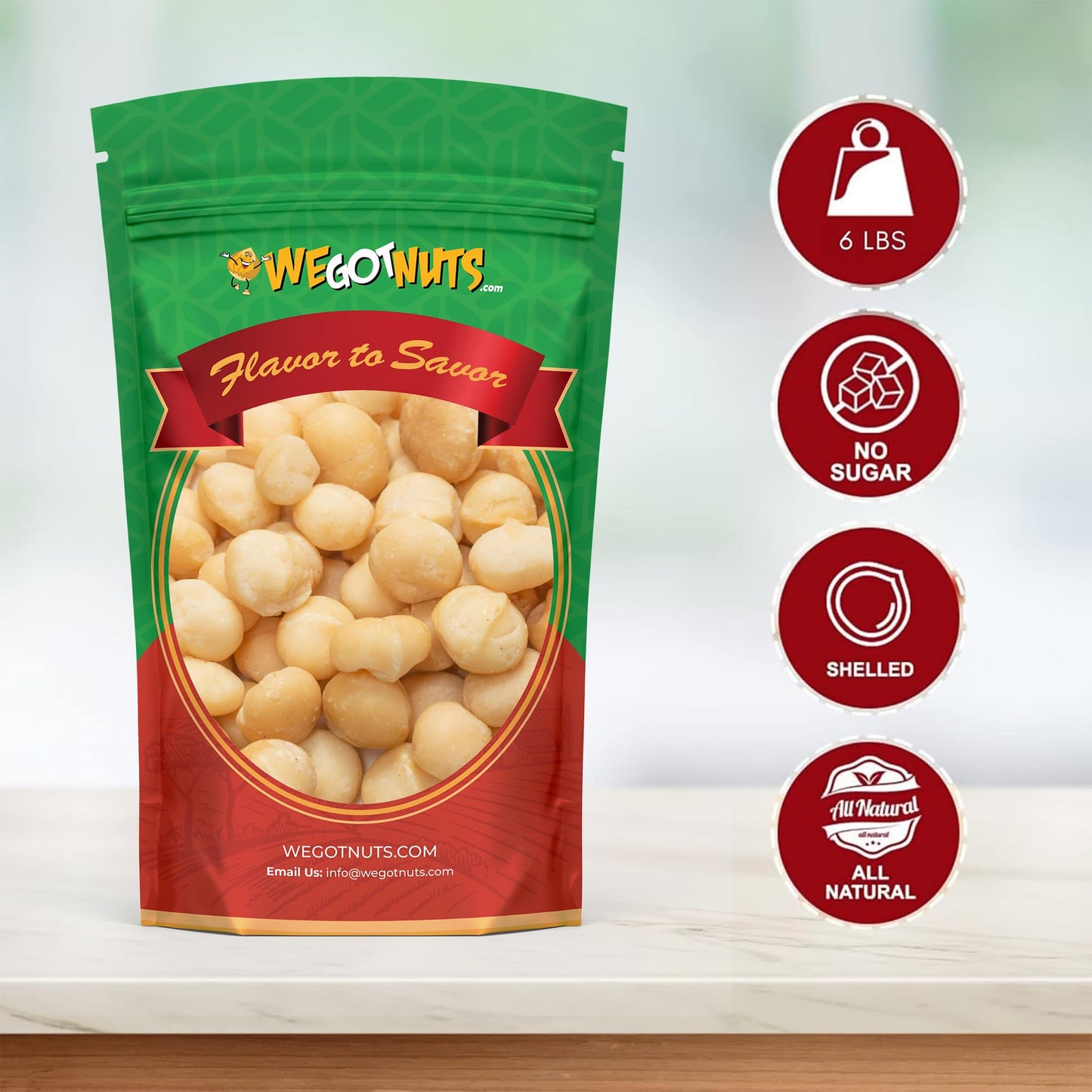 Raw Deluxe Macadamia Nuts - 2 lbs - Shelled & Unsalted Premium Quality Kosher Raw Macadamia Nut Snack Pack By We Got Nuts - Natural Gourmet Fresh