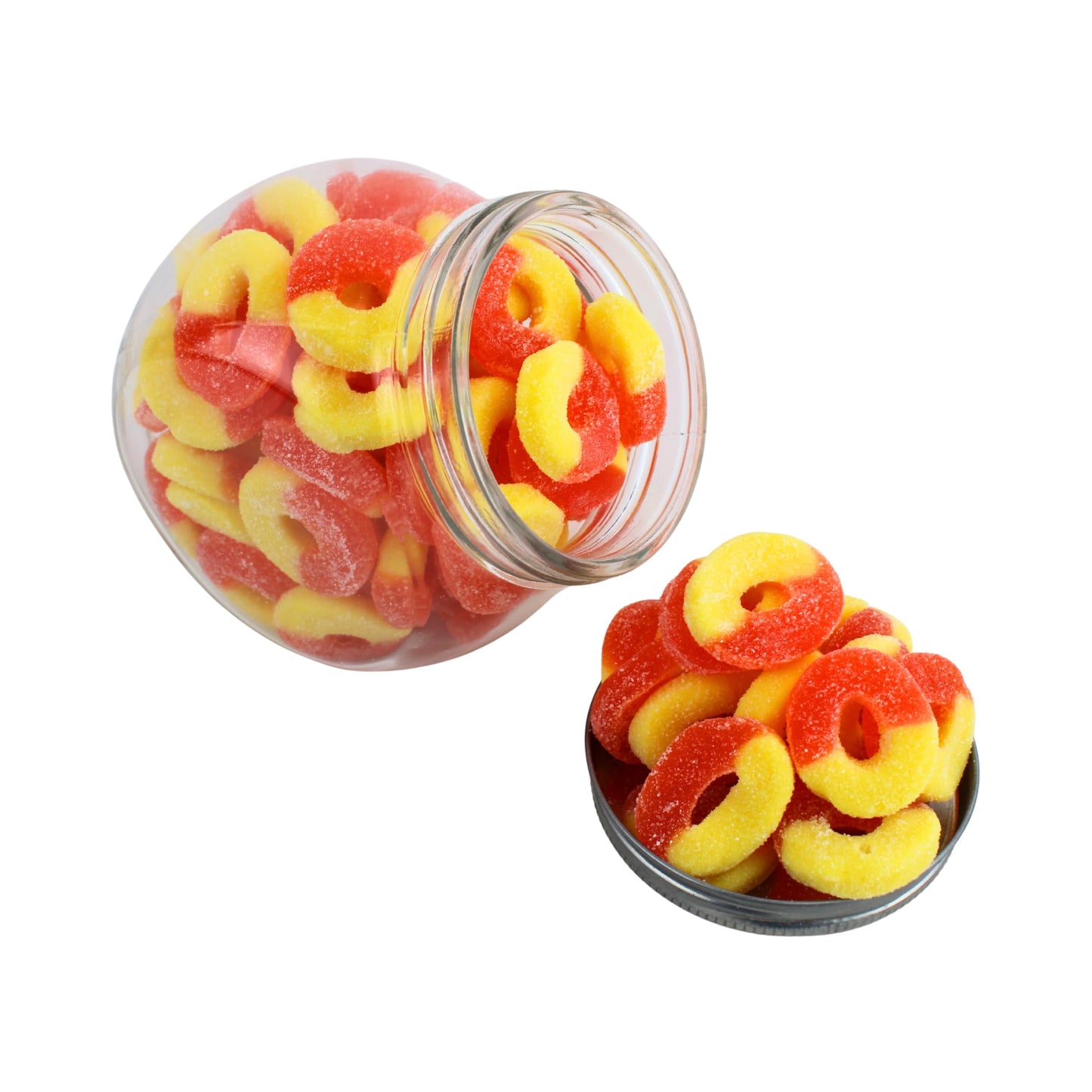 Gummy Peach Rings - Fresh, Soft, and Chewy Sugar Dusted Gourmet Peach Rings Candy Bulk, by Queen City Candy Cave (1 Pound)