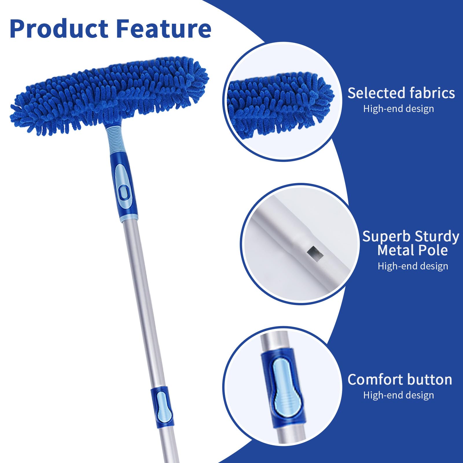 LOMIDA Professional Window Squeegee Kit - 62" Lightweight Aluminum Pole, 2 in 1 Rotatable Window Cleaning Tool Kit with Extension Pole Cleaning