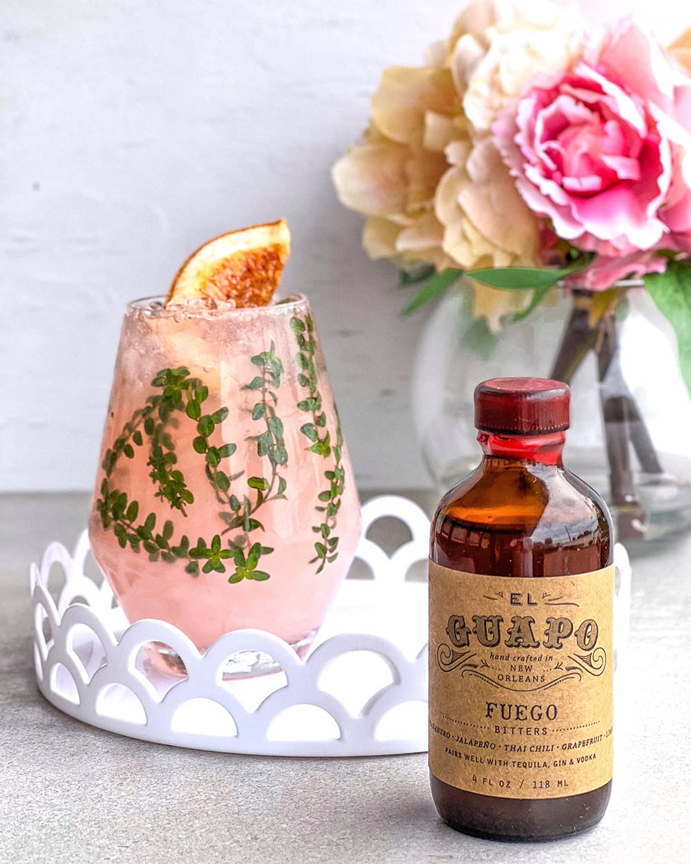 El Guapo Fuego Bitters 4 Fl Oz Bottle - Award Winning Tex-Mex Cocktail - Mixologists and Cocktail Enthusiasts - Elevate Drink Experience - Habanero