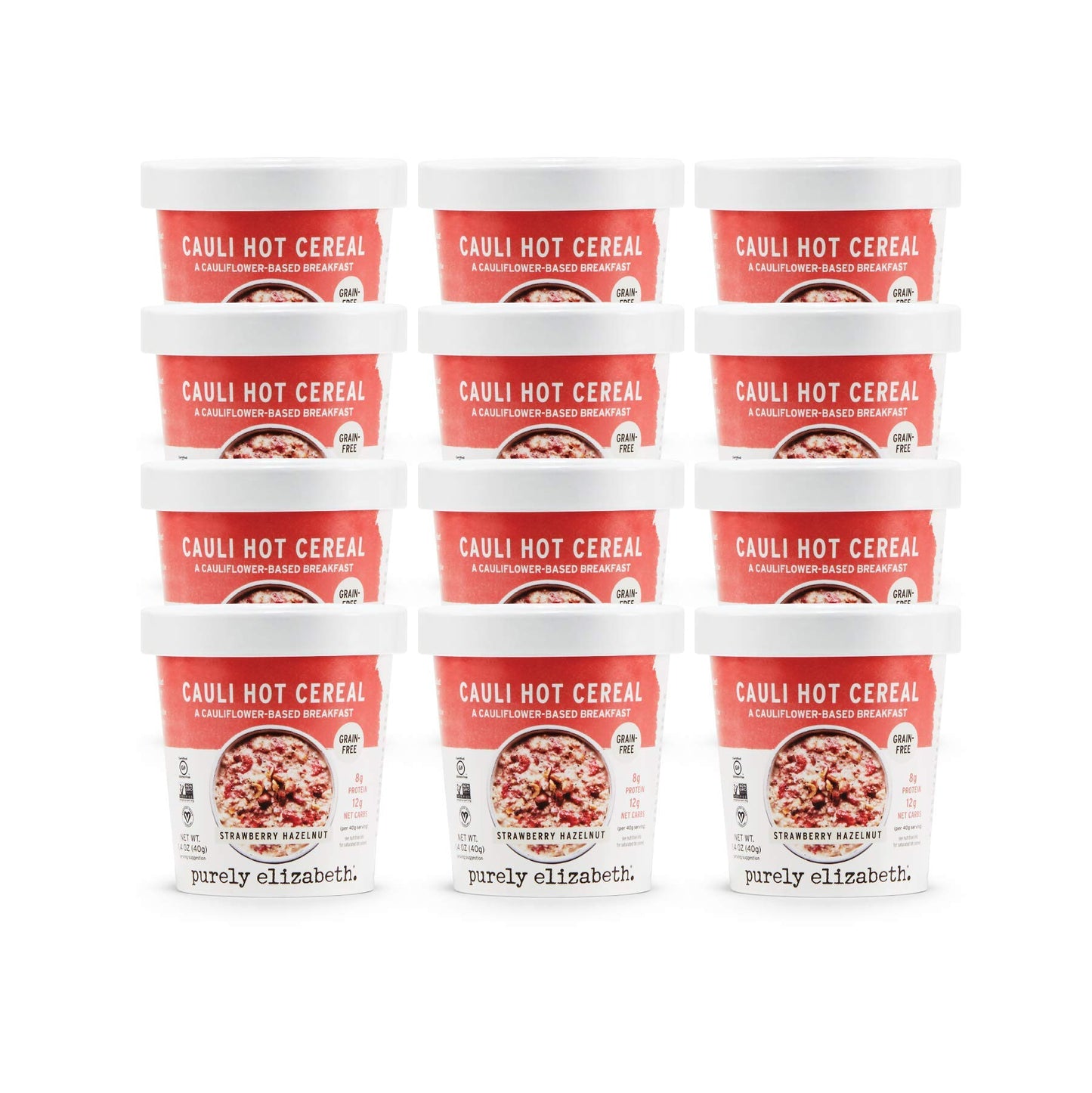 Purely Elizabeth Grain-Free Cauli Hot Cereal, Strawberry Hazelnut (12 Ct.)