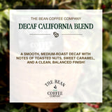The Bean Organic Coffee Company Water Processed DECAF California Blend, Medium Roast, Ground Coffee, 16-Ounce Bag, Café Molido Tostado Orgánico
