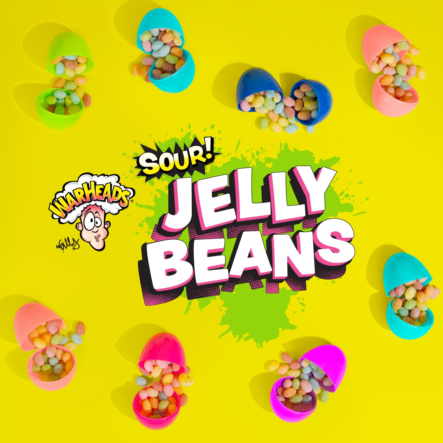 WARHEADS® Sour Jelly Beans Bulk Candy - Assorted Fruit Flavors (Black Cherry, Blue Raspberry, Green Apple, Lemon, Orange, Watermelon) - Sour Candy