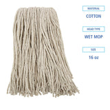 Boardwalk Premium Cut-End Wet Mop Heads, Cotton, 16oz, White, 12/Carton