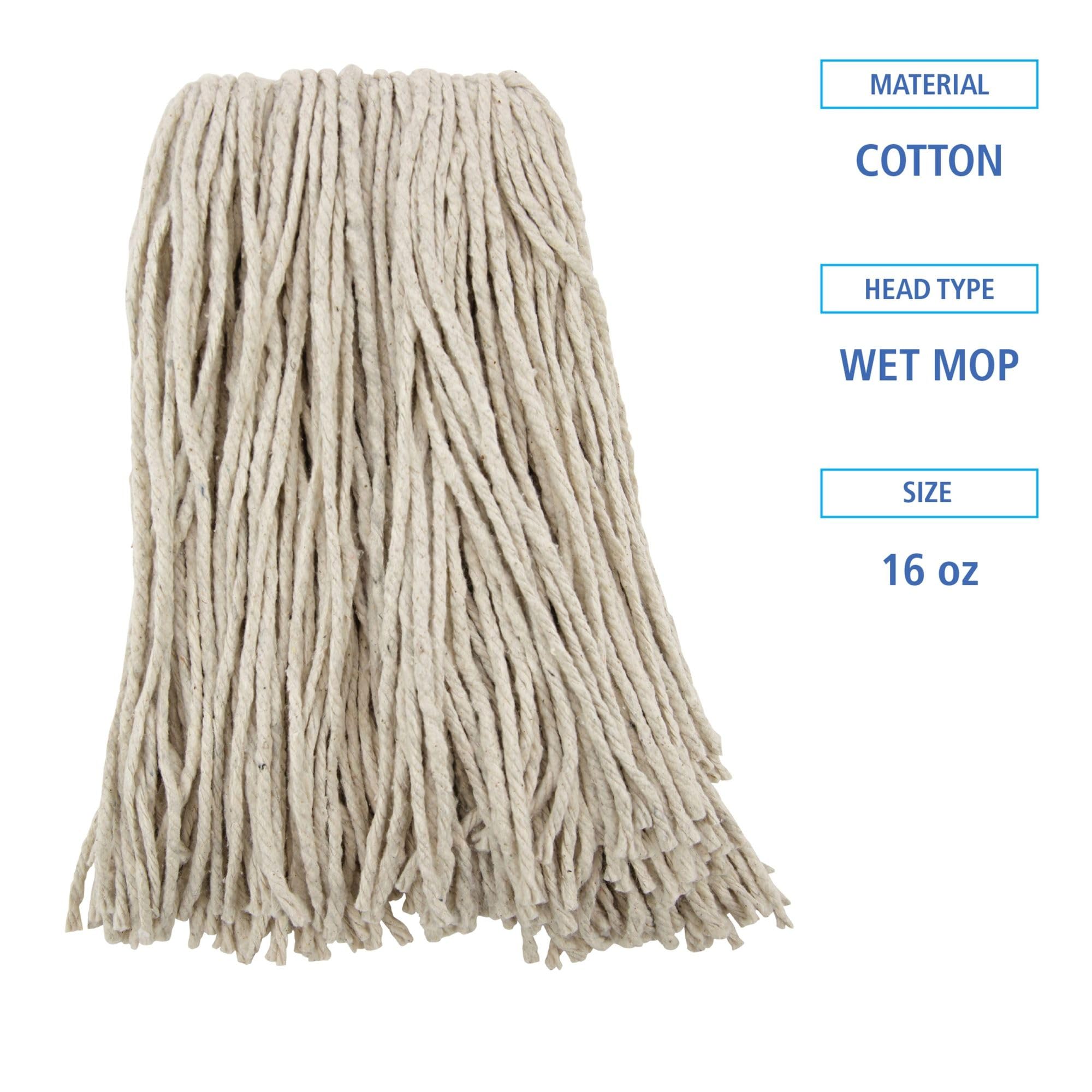 Boardwalk Premium Cut-End Wet Mop Heads, Cotton, 16oz, White, 12/Carton
