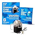Copper Cow Coffee Premium Pour Over Single-Serve Vietnamese Coffee Pouches (8 pack) | Vanilla | Dark Roast | Flavored with Vanilla Beans | Convenient