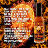 Hellfire Hot Sauce Infierno De Ajo Rojo - Gourmet Red Salsa Hot Sauce With Garlic and Carolina Reaper Peppers, 5 oz.