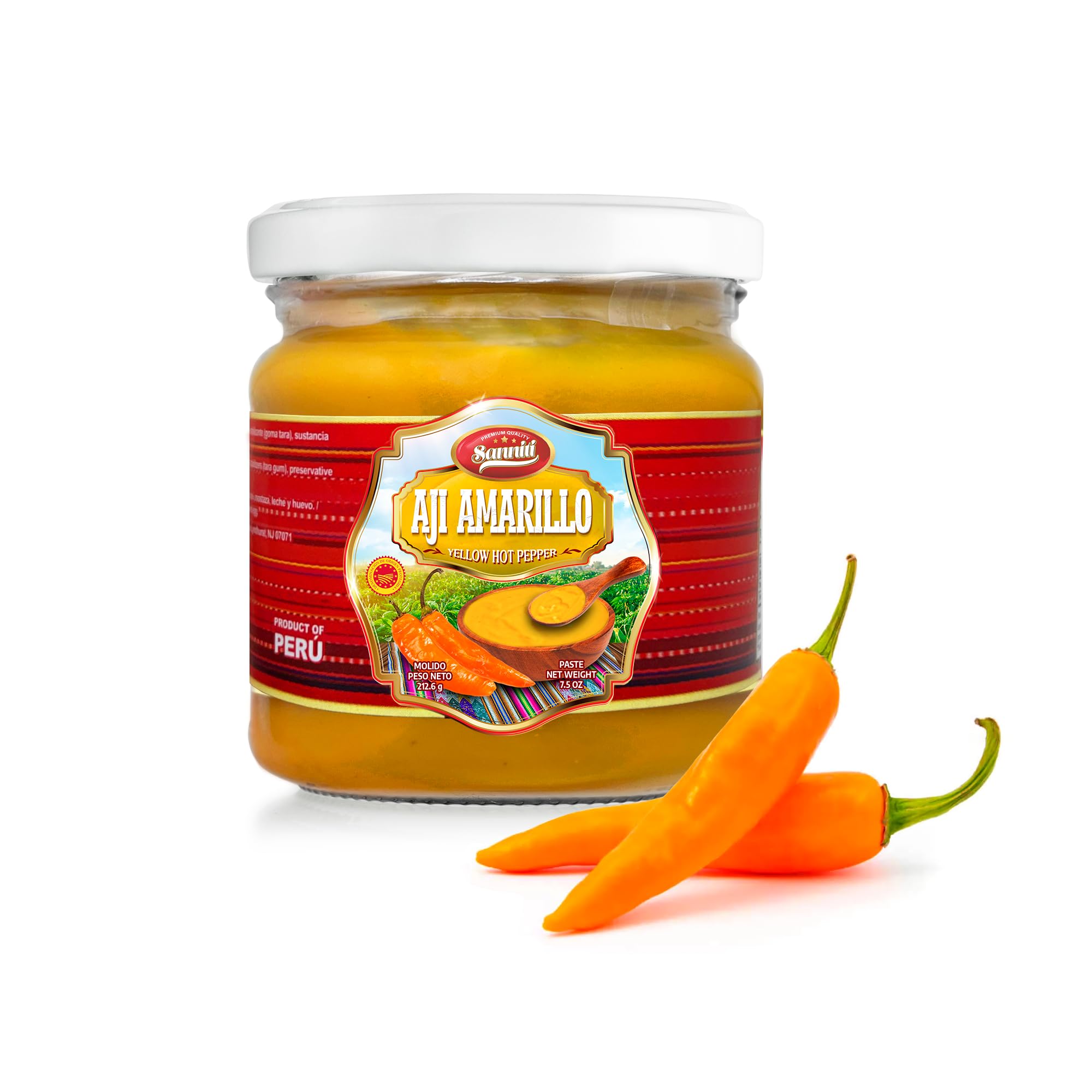 Sanniti Peruvian Hot Pepper Spread | DOP Molido Paste Imported From Peru (Pack of 2) (7.5 oz, Variety Aji Amarillo + Aji Panca)