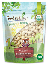 Food to Live Organic Cashews, 2 Pounds - Whole, Size W-240, Unsalted, Non-GMO, Kosher, Raw, Vegan, Bulk