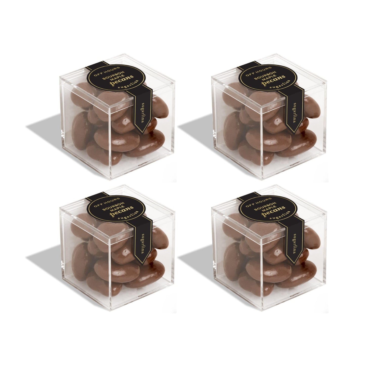 Sugarfina Maple Bourbon Pecans Small Candy Cube, 2.4 oz, 4 Count | Non-Alcoholic, Bourbon-Flavored Chocolate