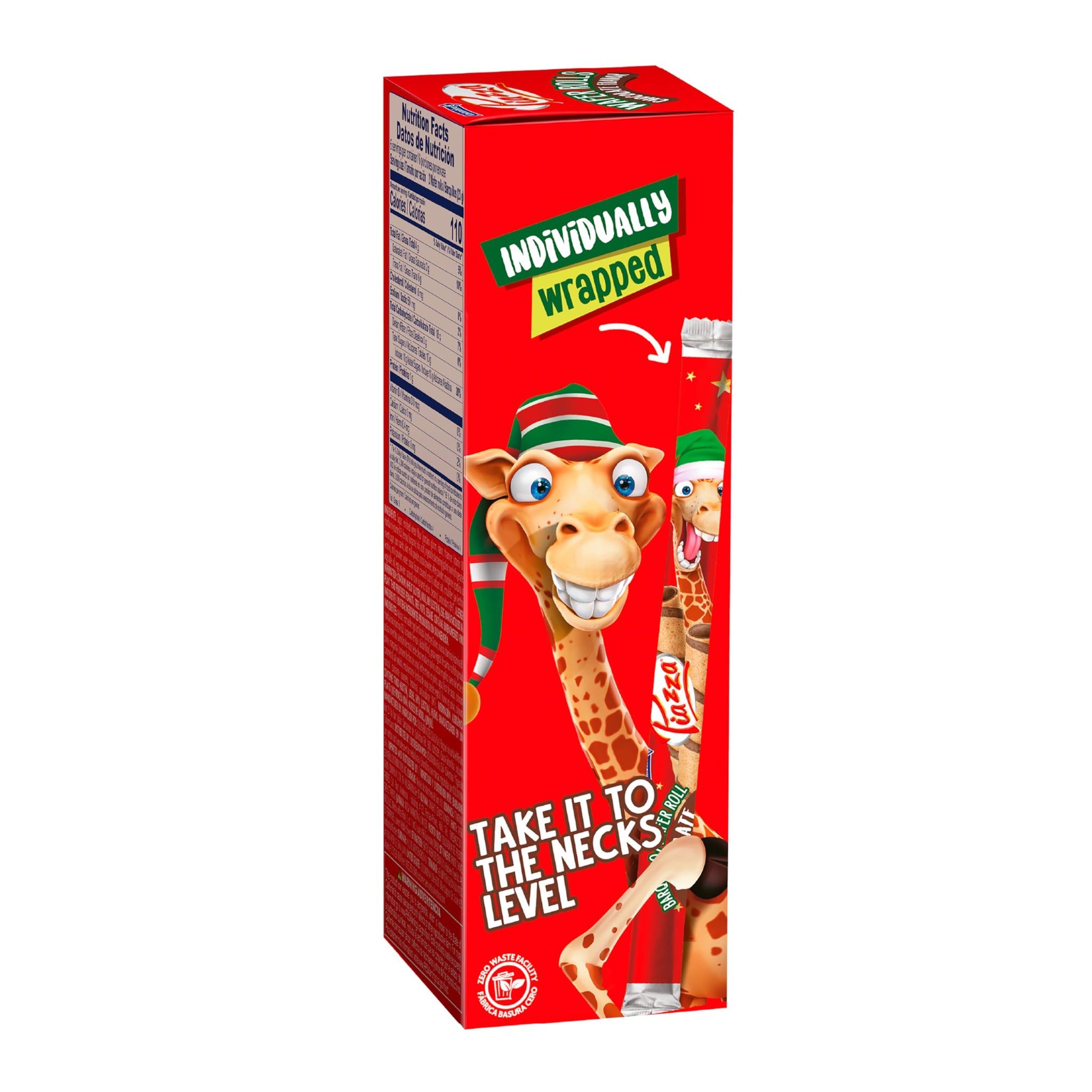 Colombina Christmas Wafer Rolls, Chocolate Flavored, 12 Individually Wrapped Sticks Per Box, 4.95oz (Pack of 1)